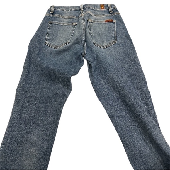 7 For All Mankind Ankle Skinny with Cut Off Hem and Double White Stripes-Size 24 - Picture 9 of 14